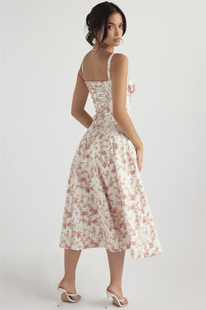 Elegant Halter Maxi Floral Dress