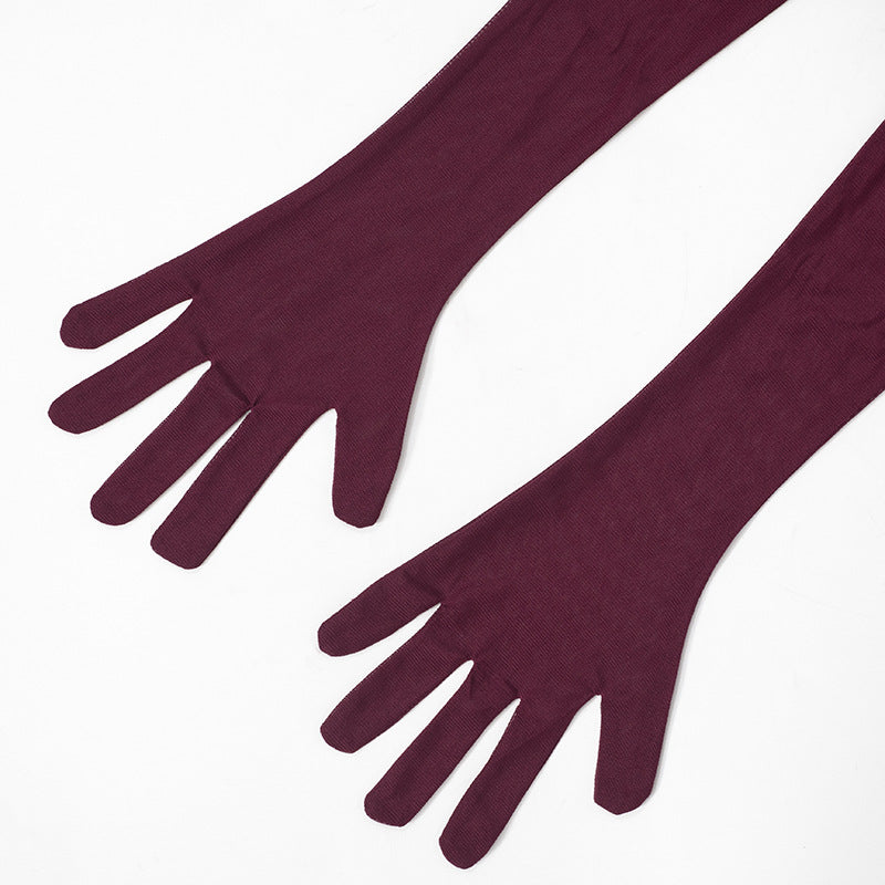 Hudson Maxi Dress With Stole And Gloves Maroon