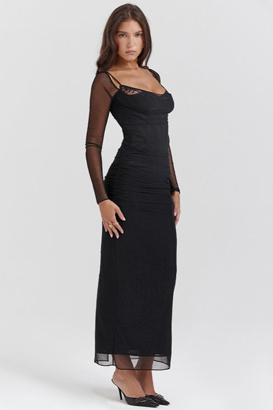 Backless Split Bodycon Maxi Dress