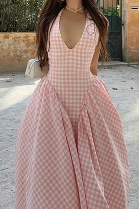 Elegant WaistPleated Maxi Dress