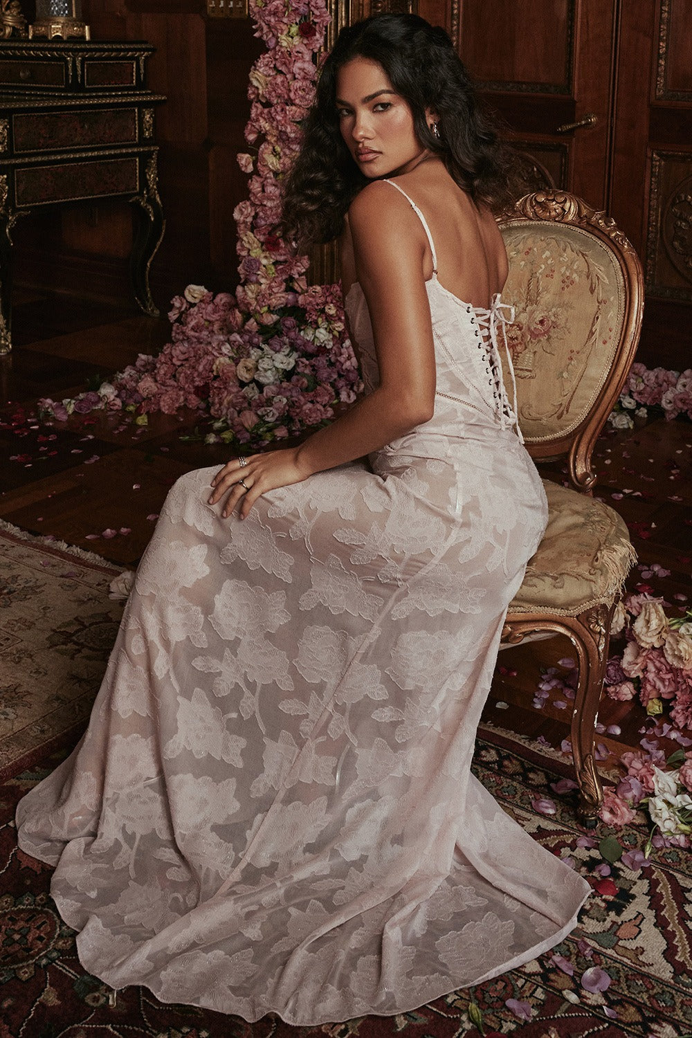 Lace TieStrap Romantic Maxi Dress