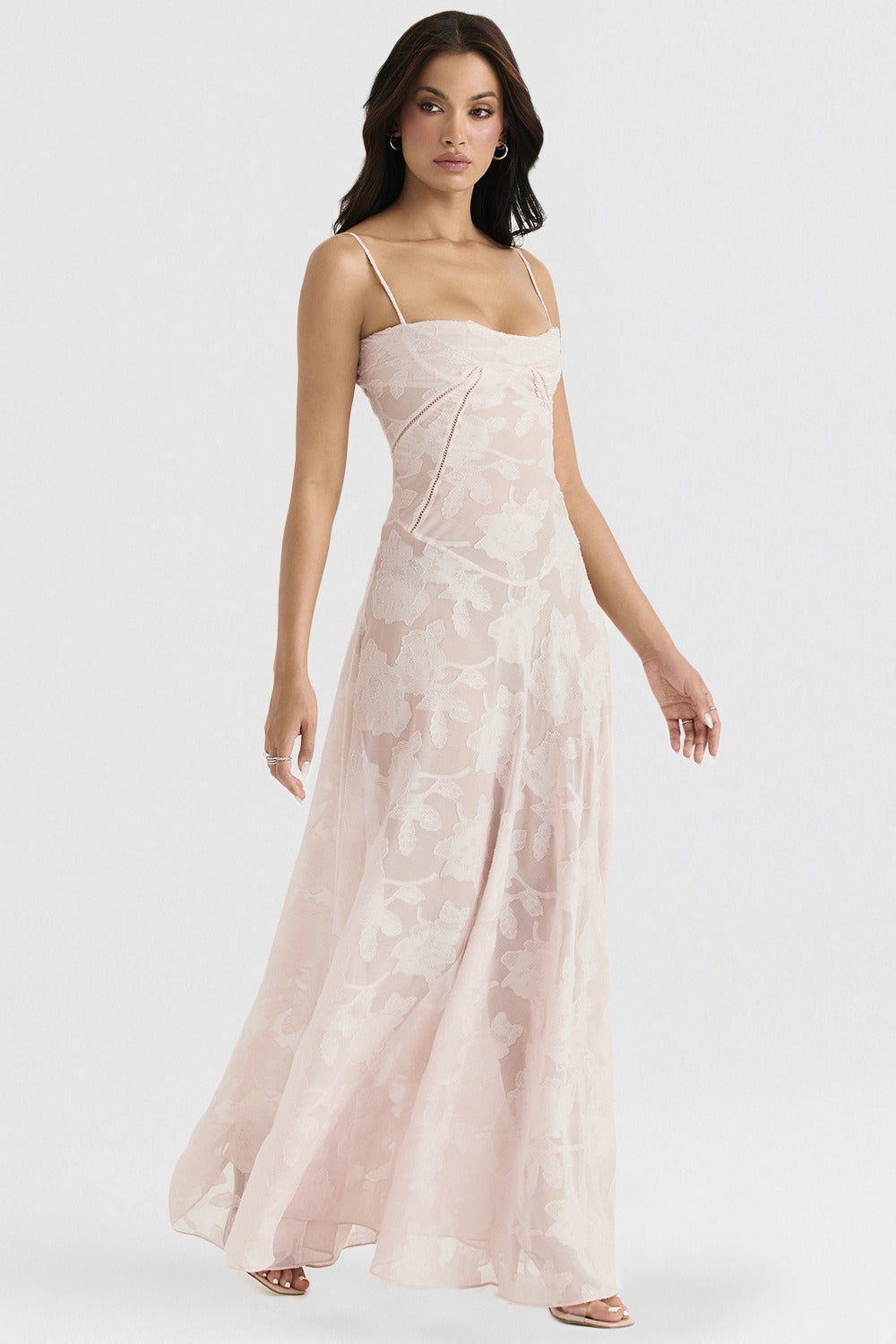 Lace TieStrap Romantic Maxi Dress