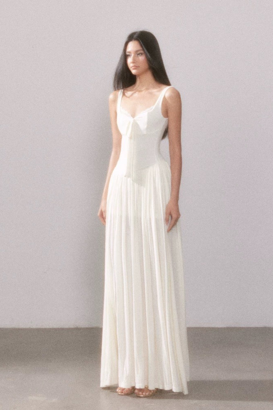 Lace Knit Cami Slit Flowy Maxi Dress