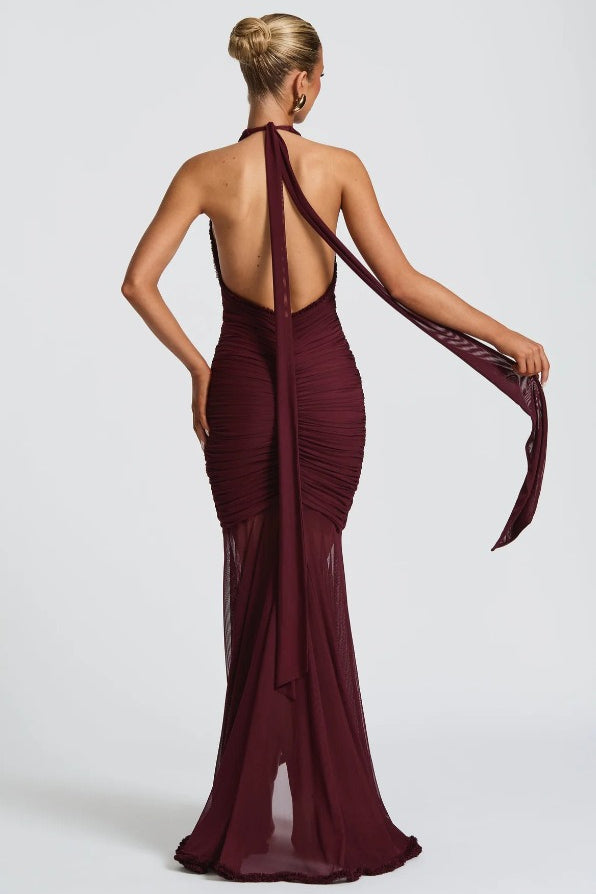 Sexy Deep V Halter Mermaid Party Dress