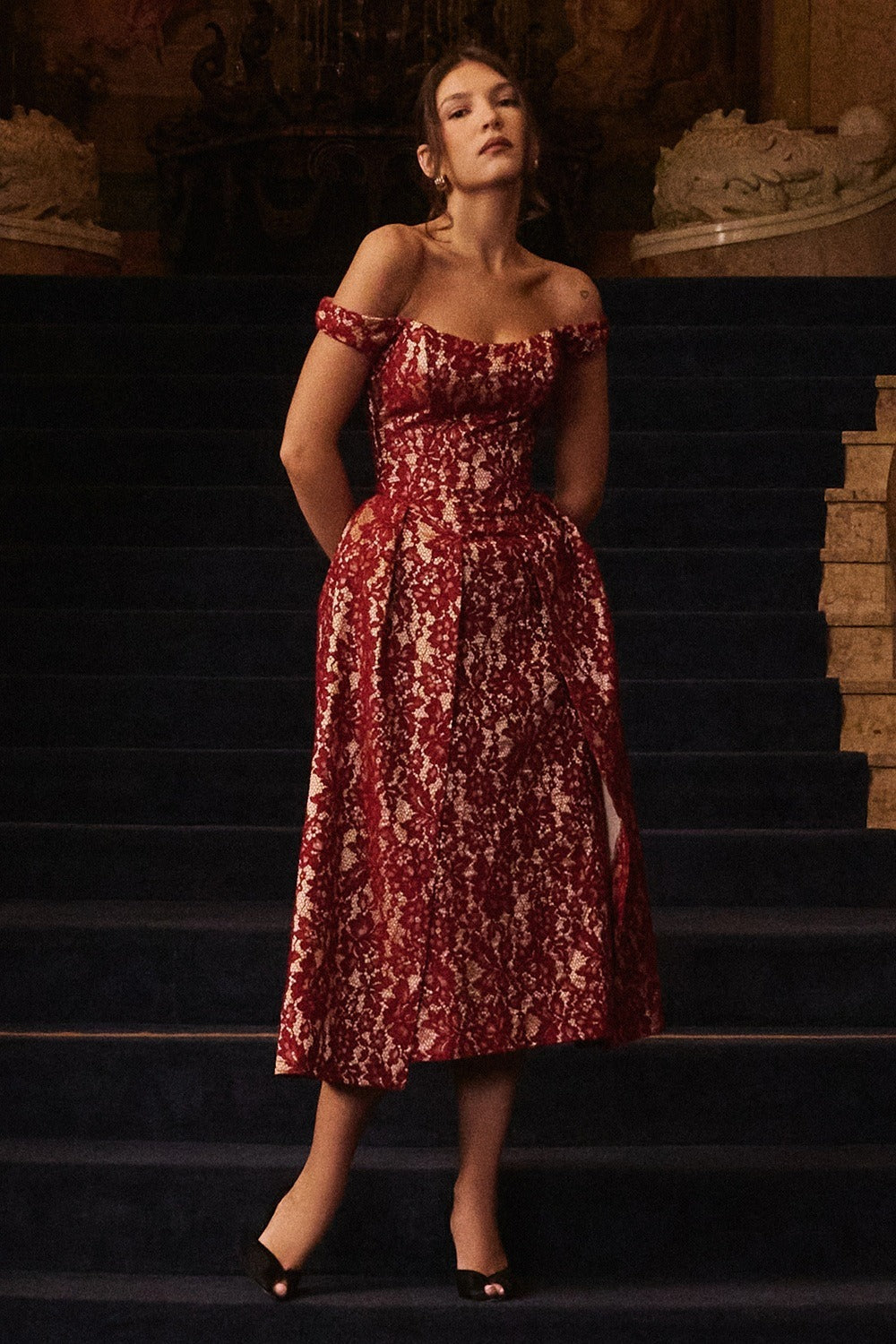 Off Shoulder Backless Wrap Floral Dress