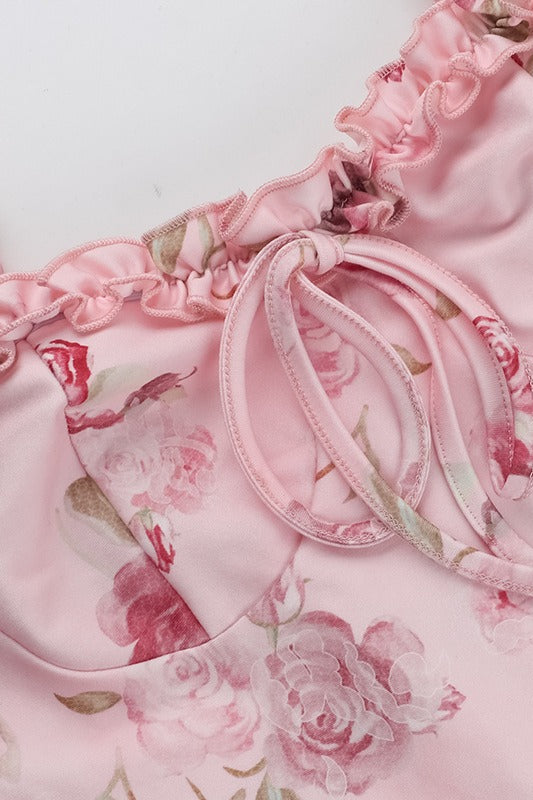 Sweetheart Strapless Bodycon Floral Dress