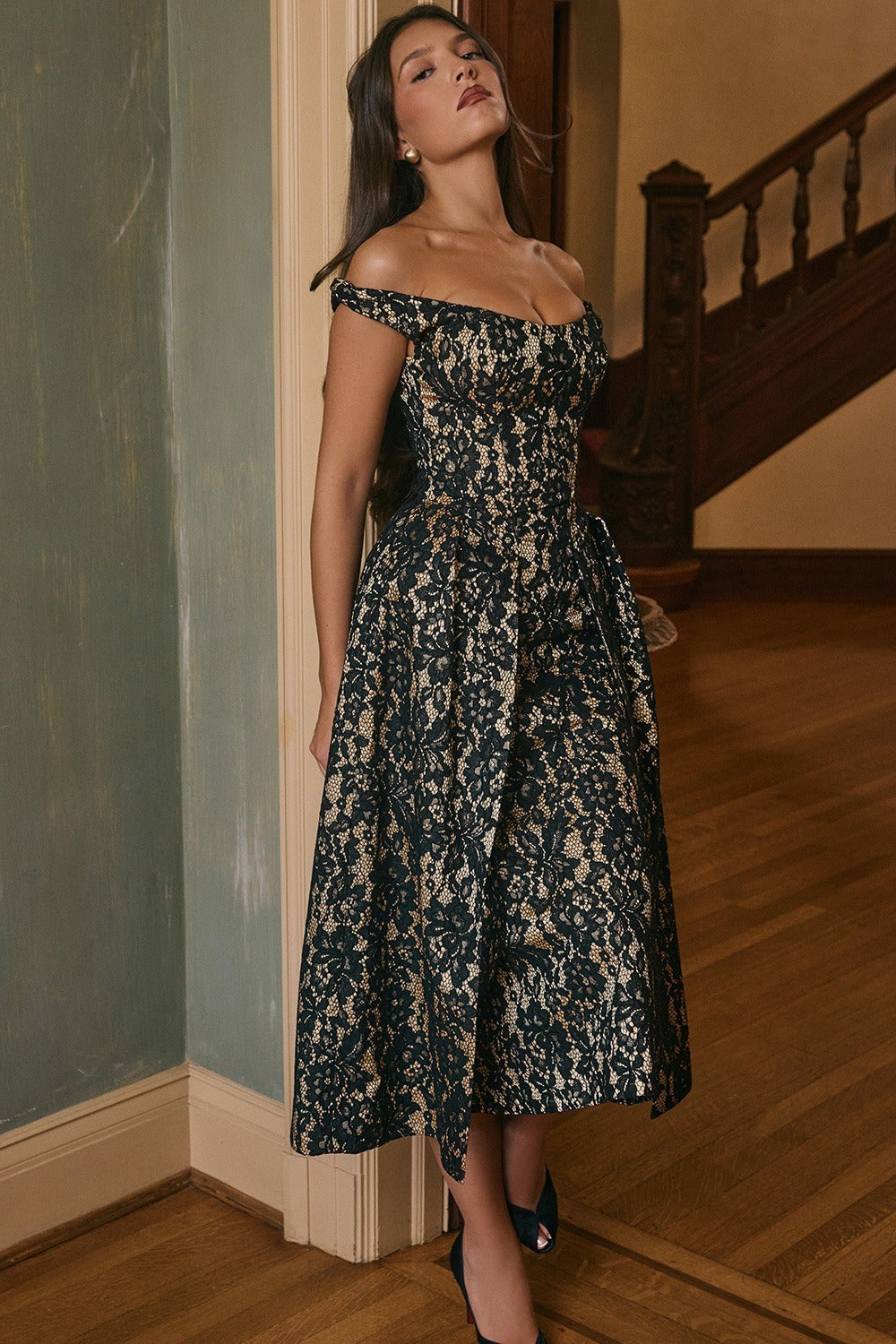 Off Shoulder Backless Wrap Floral Dress