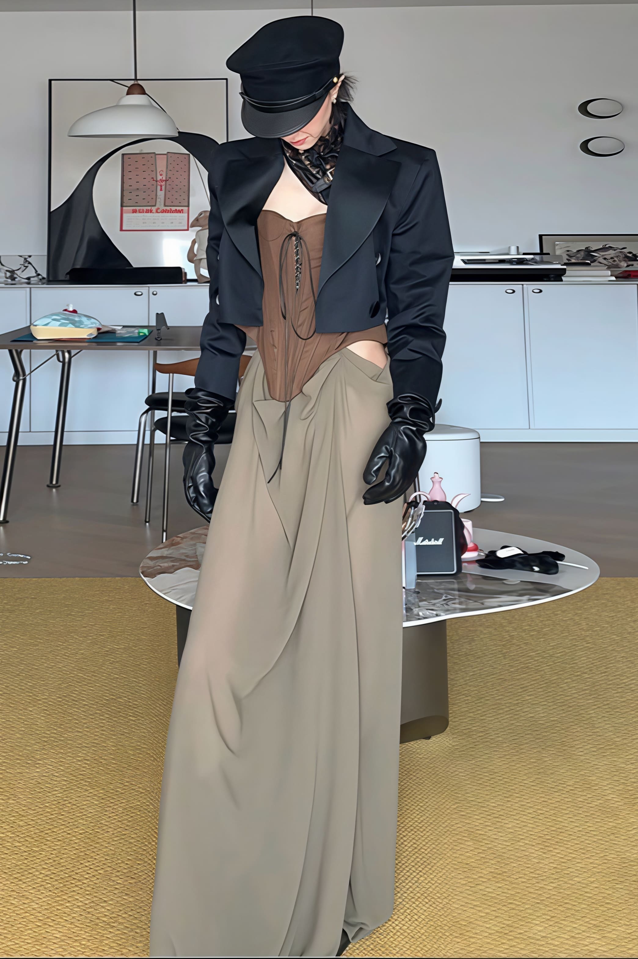 Tie Strapless High Waist Color Block Patchwork Maxi Dress