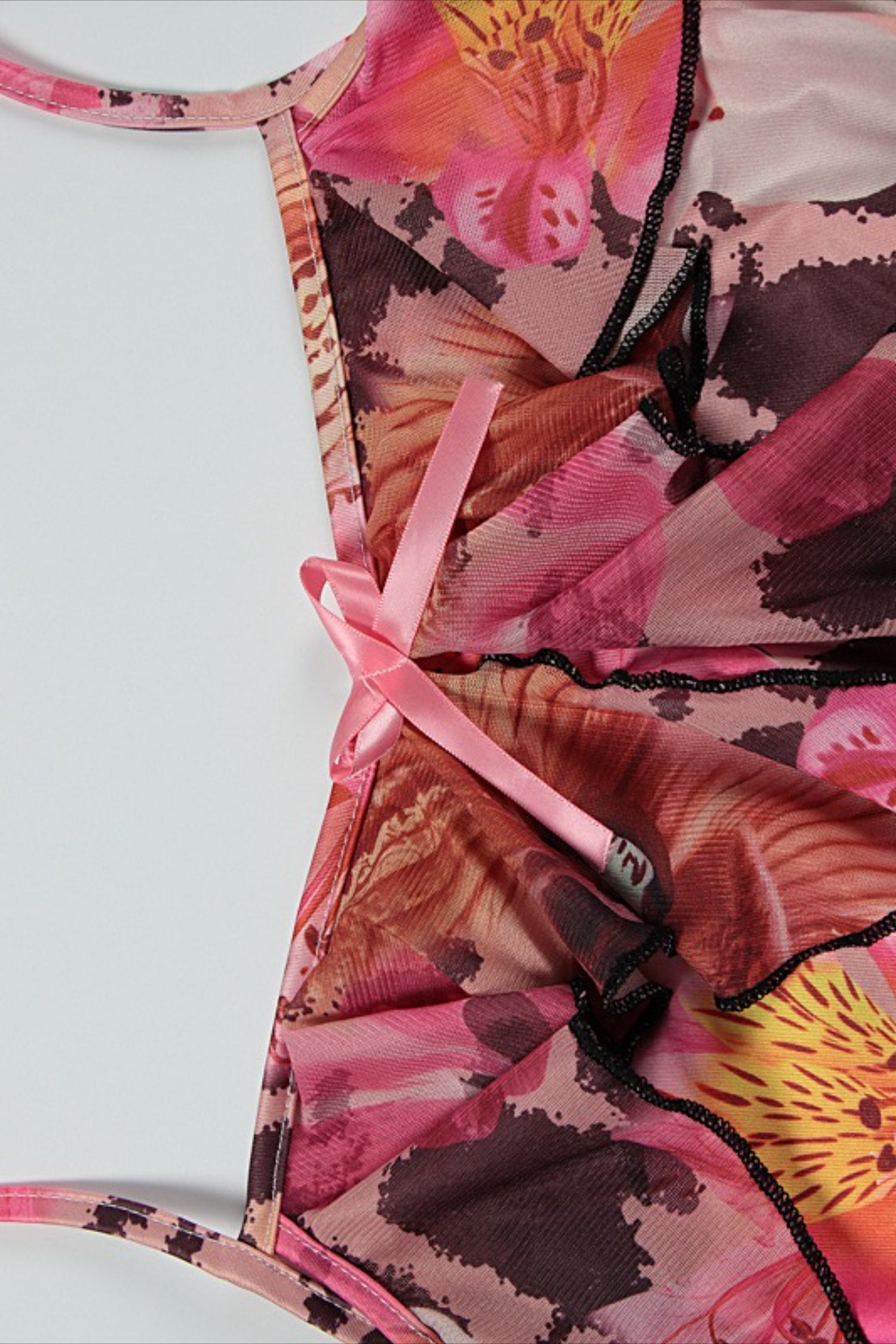 Tie Strapless Ruffled Print Sexy Bodycon Maxi Dress