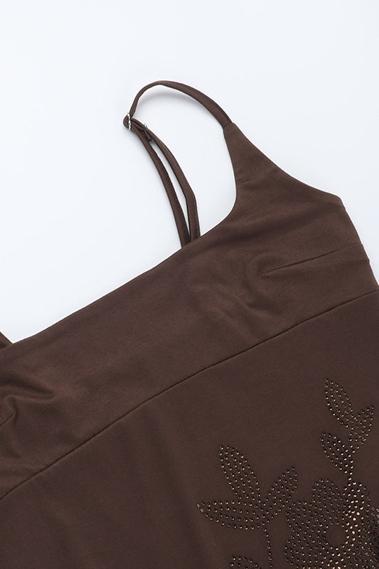 Resort Bodycon Rhinestone Mini Slip Dress