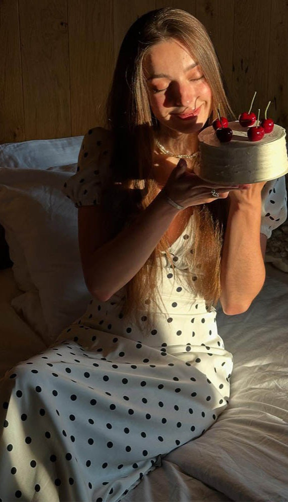 French Style Polka Dot VNeck Bodycon Maxi Dress