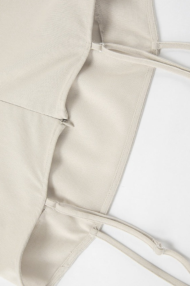 Khaki Linen Cotton Cami Loose Office Maxi Dress