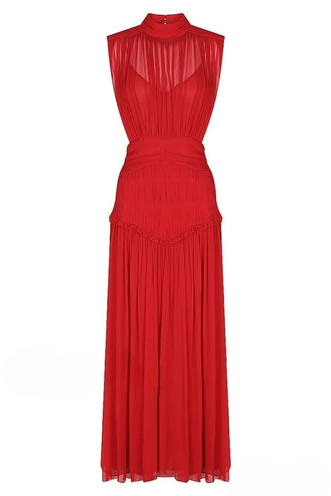 Remarkable Moment High Trendy Neck Maxi Dress