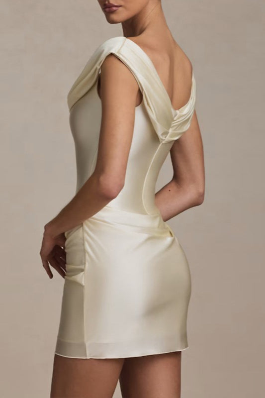 Satin U Neck Bodycon Mini Graduation Party Dress