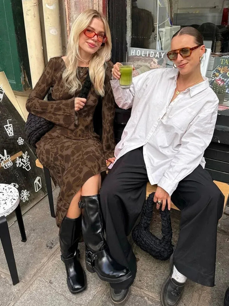 2024 Elegant Oneck High Waist Evening Party Streetwear Maxi Dress