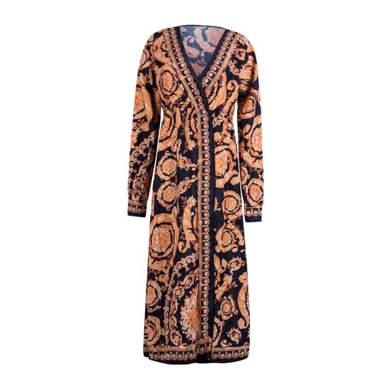 2024 Party Beach Summer Boho Floral Front Split Maxi Dress