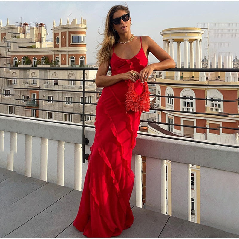 Elegant Deep V Neck Maxi Dress