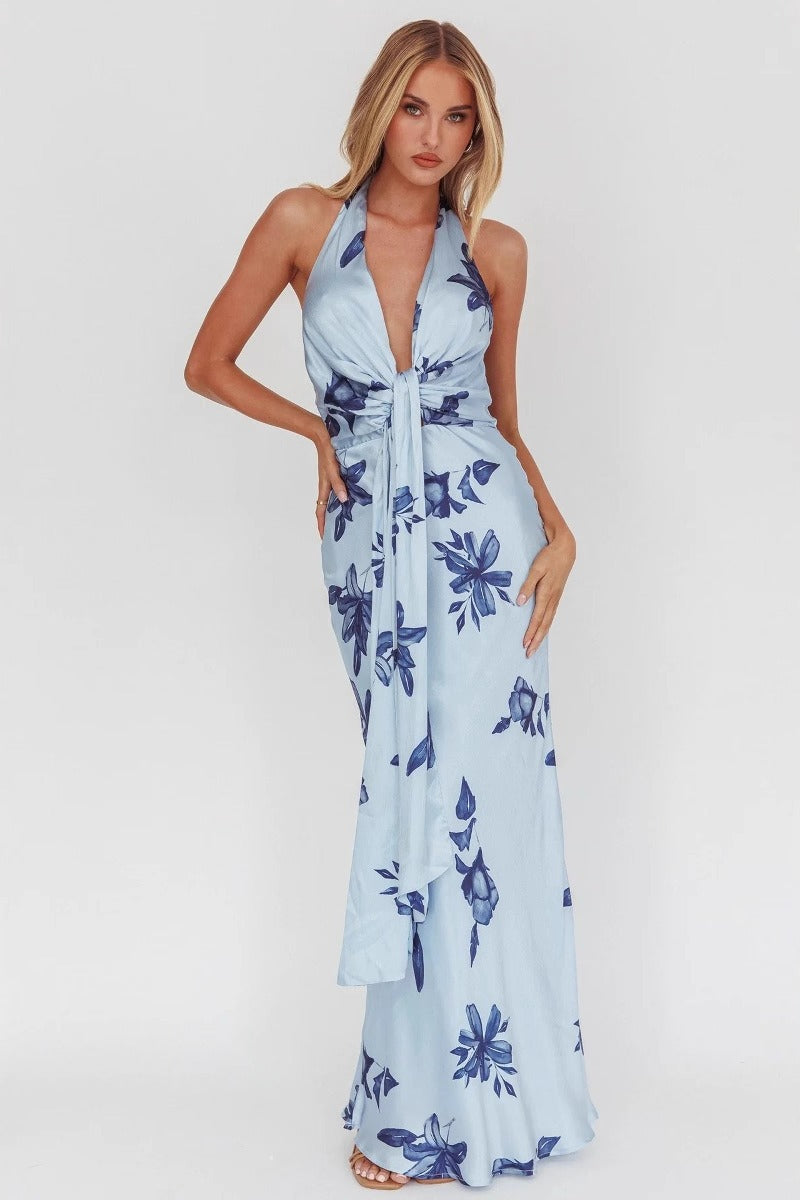 Sexy Sleeveless Bodycon Maxi Floral Dress