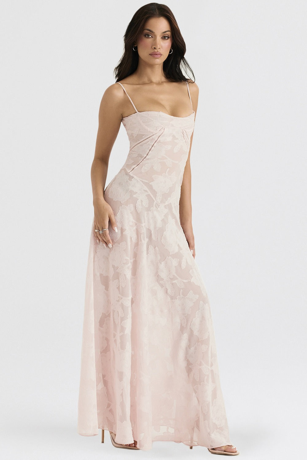 Lace TieStrap Romantic Maxi Dress