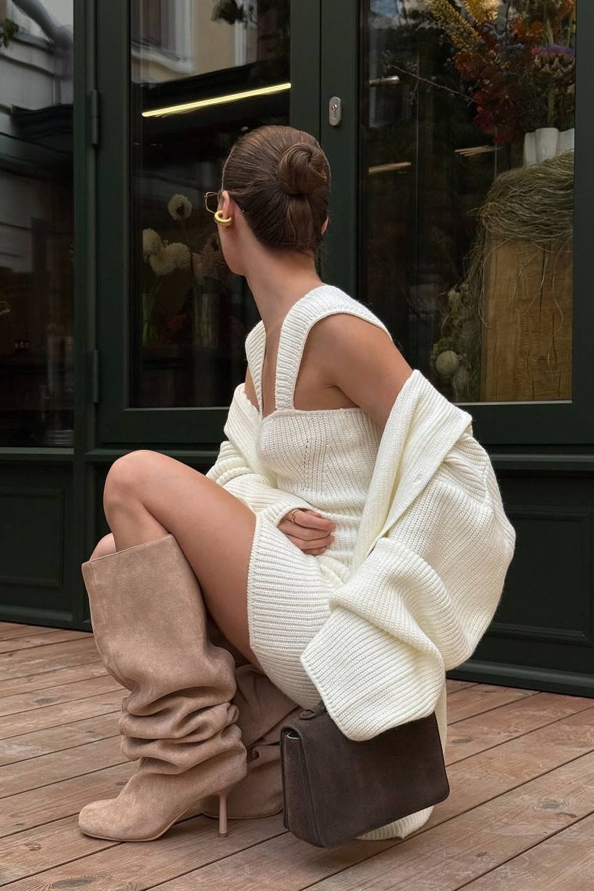 Chic Fitted Knit Cami Bodycon Mini Dress