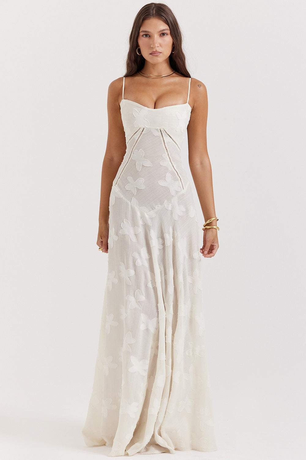 Lace TieStrap Romantic Maxi Dress