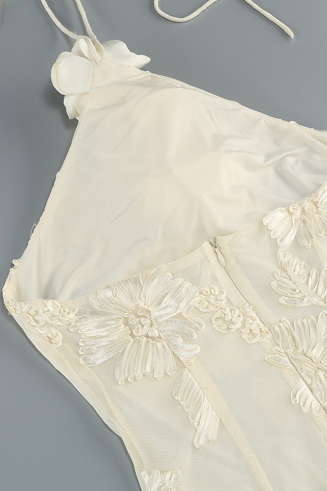 Halter Floral Foil Print Maxi Dress