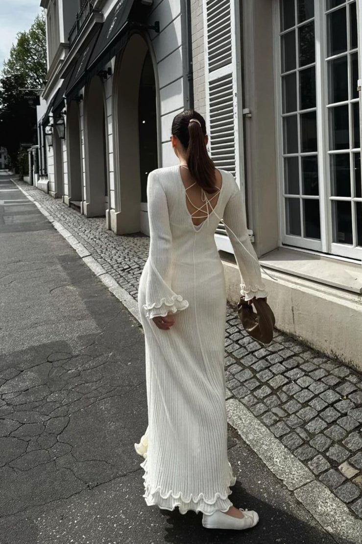 Ruffled Long Sleeve Bodycon Maxi Dress