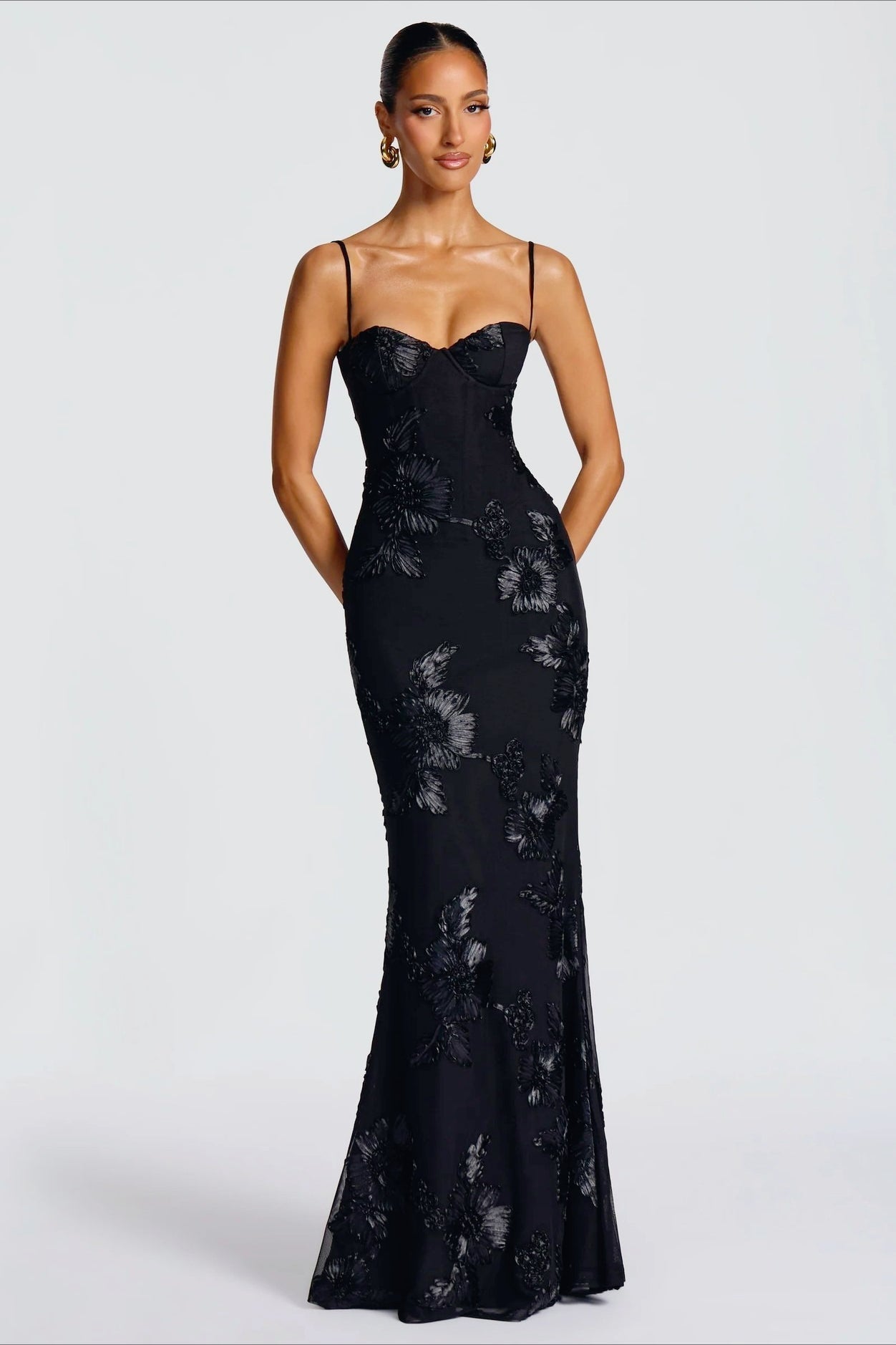 Elegant Strapless Slip Maxi Floral Dress