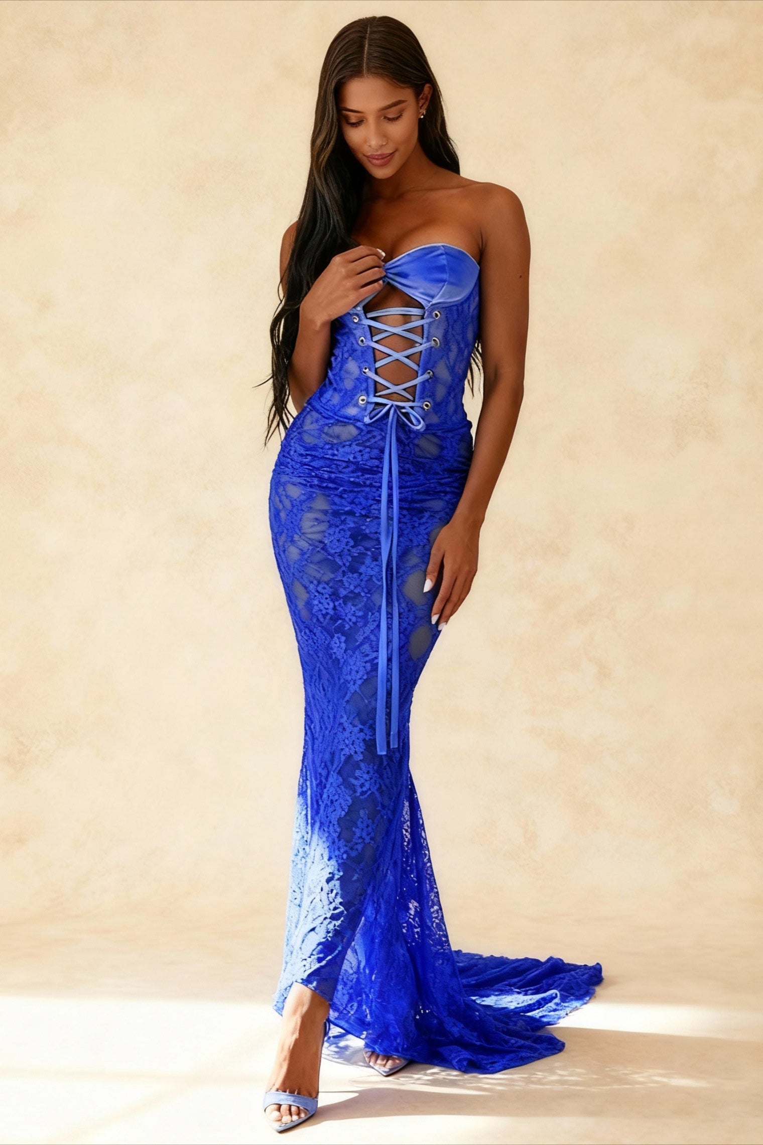 Sexy Laceup Backless Bodycon Maxi Dress