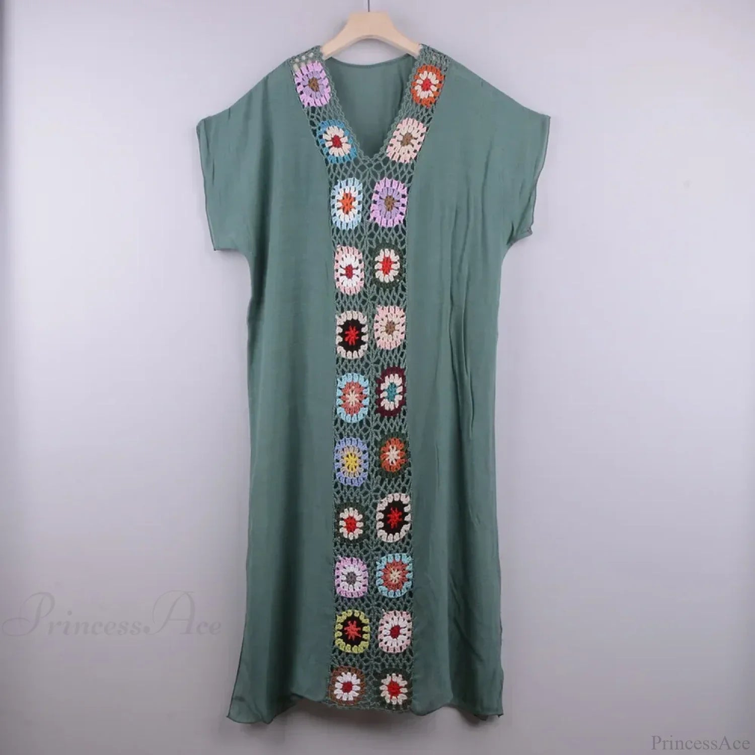 Crochet Women Beach Dress Cover Up lake green / one size