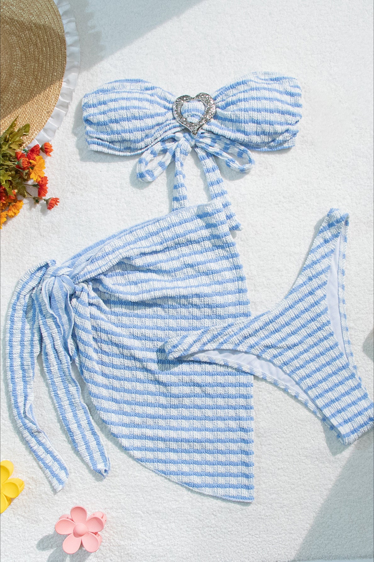 Striped Heart Bikini Set