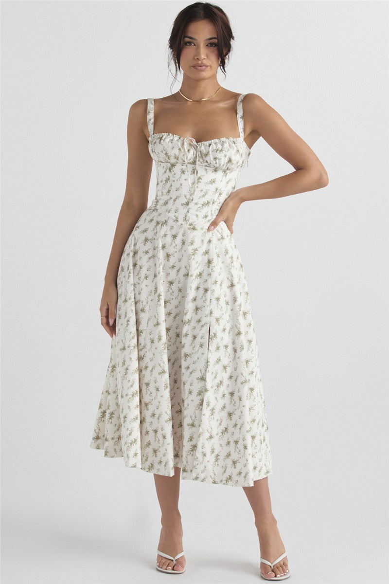 Elegant Halter Maxi Floral Dress