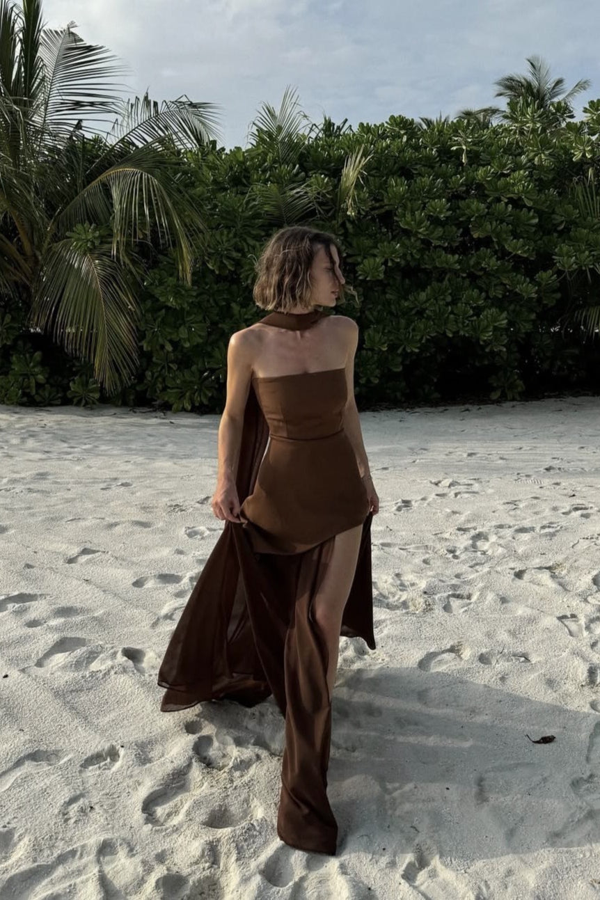 Elegant Strapless Sleeveless Maxi Dress