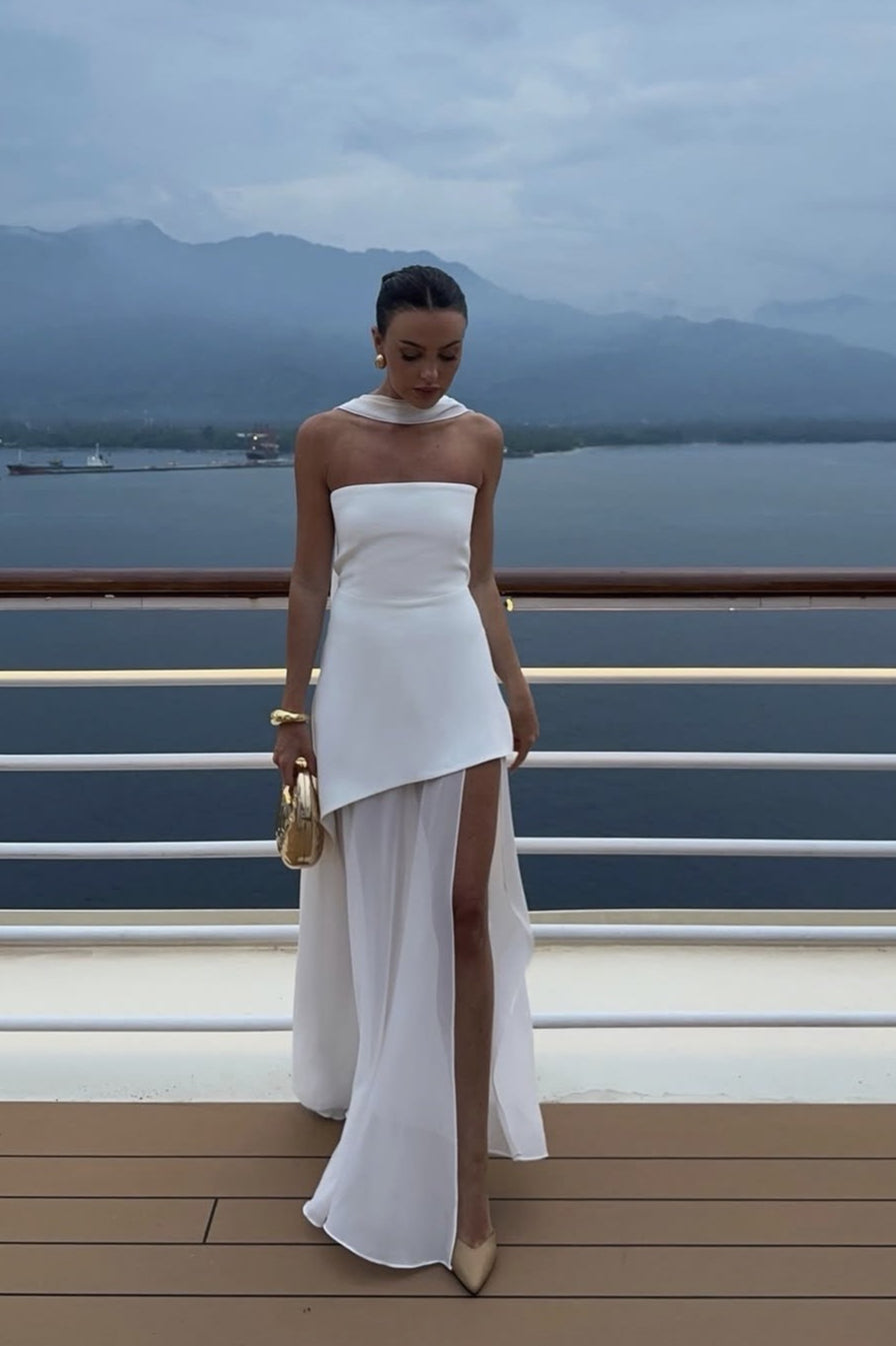 Elegant Strapless Sleeveless Maxi Dress