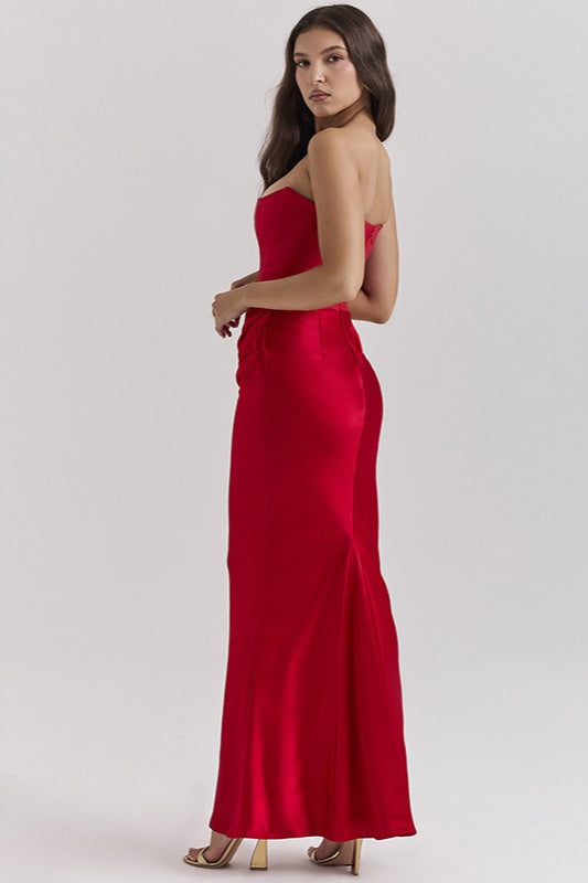 Sexy Backless Cinched Waist Maxi Dress