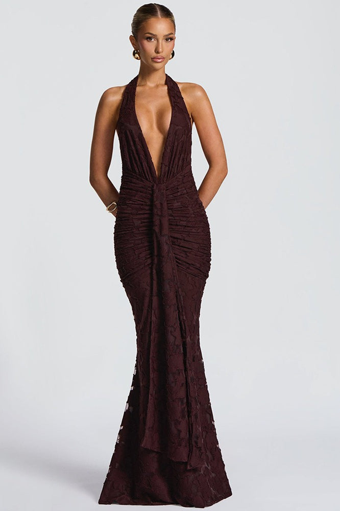 Tie Up Ruched Bodycon Party Dress