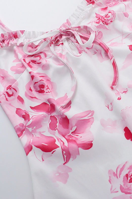 Tweed Style Bodycon Slip Floral Dress