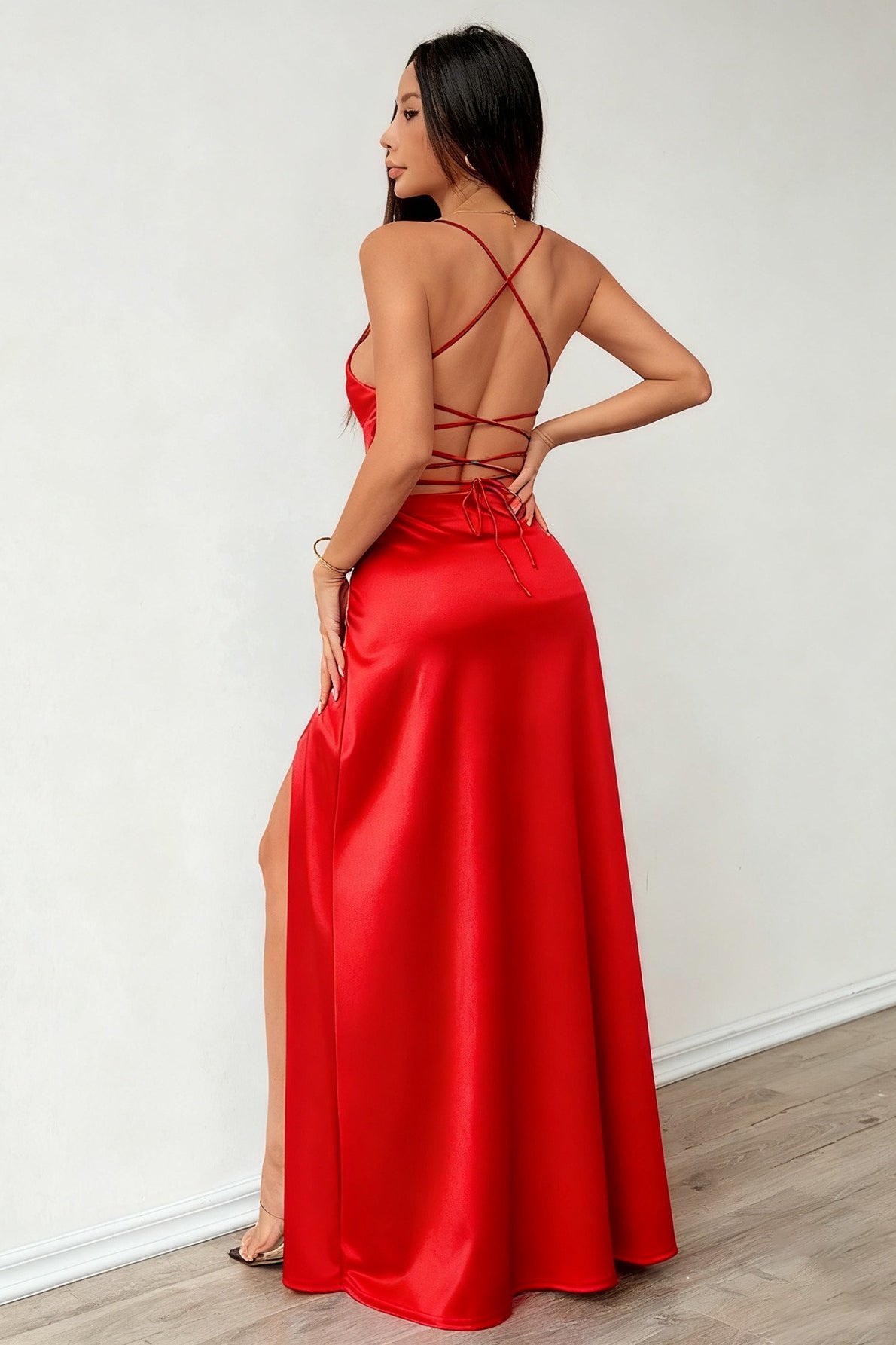 Elegant Strapless Slip Maxi Silk Dress