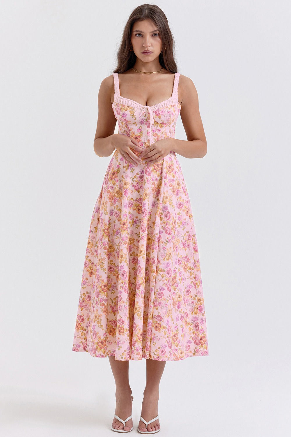 Patchwork Print Wrap Flowy Floral Dress