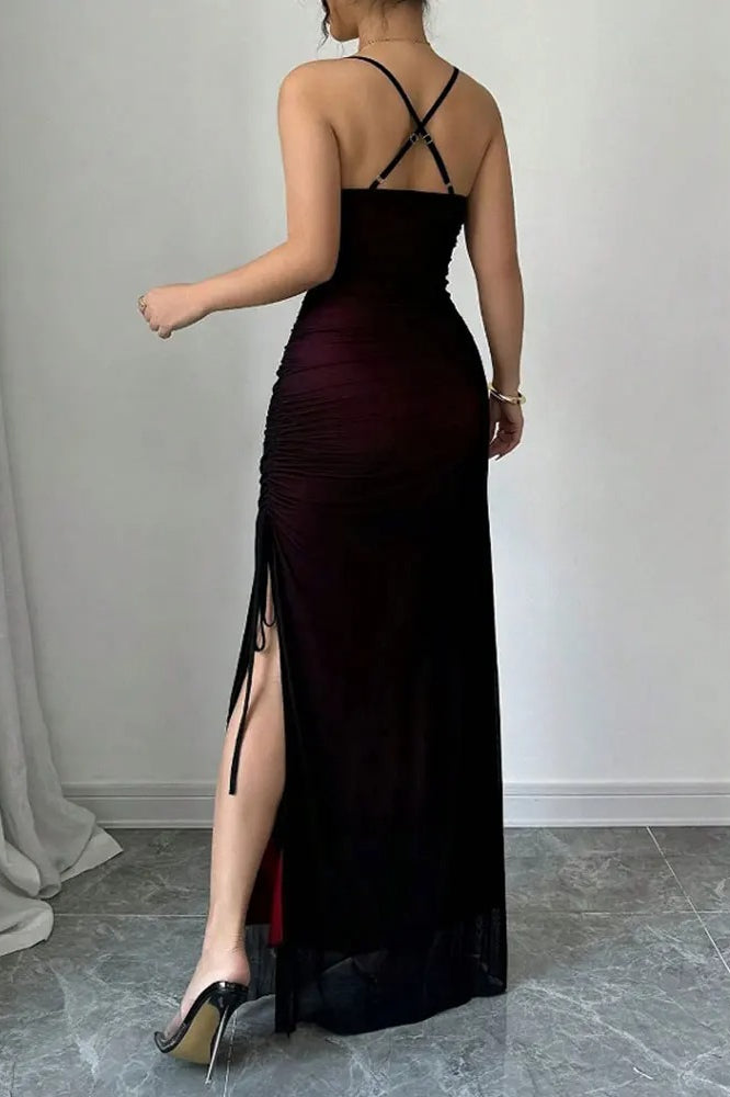 Vacation Mesh ALine Maxi Dress