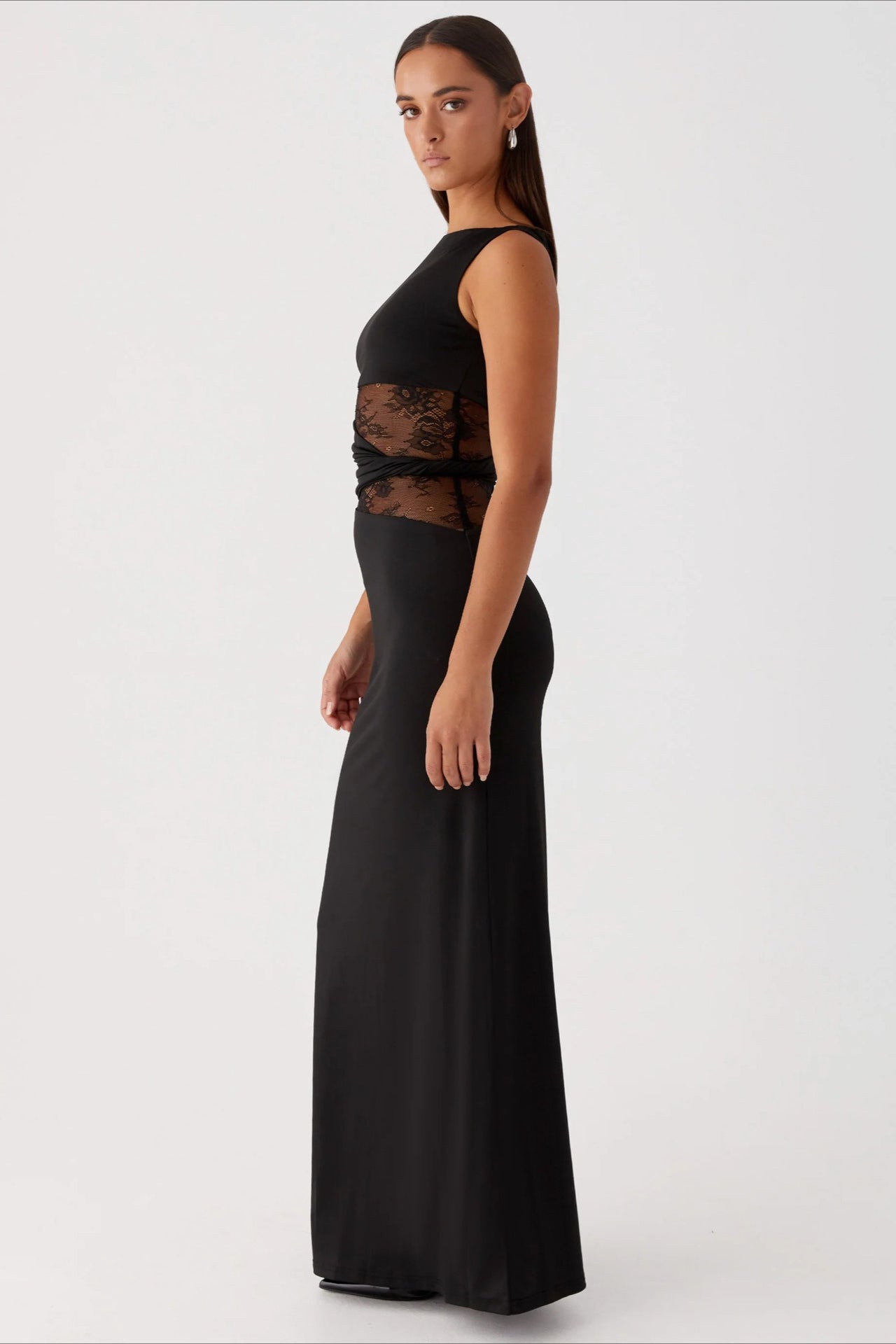 Sexy Cut Out Lace Panel Sleeveless Bodycon Dress