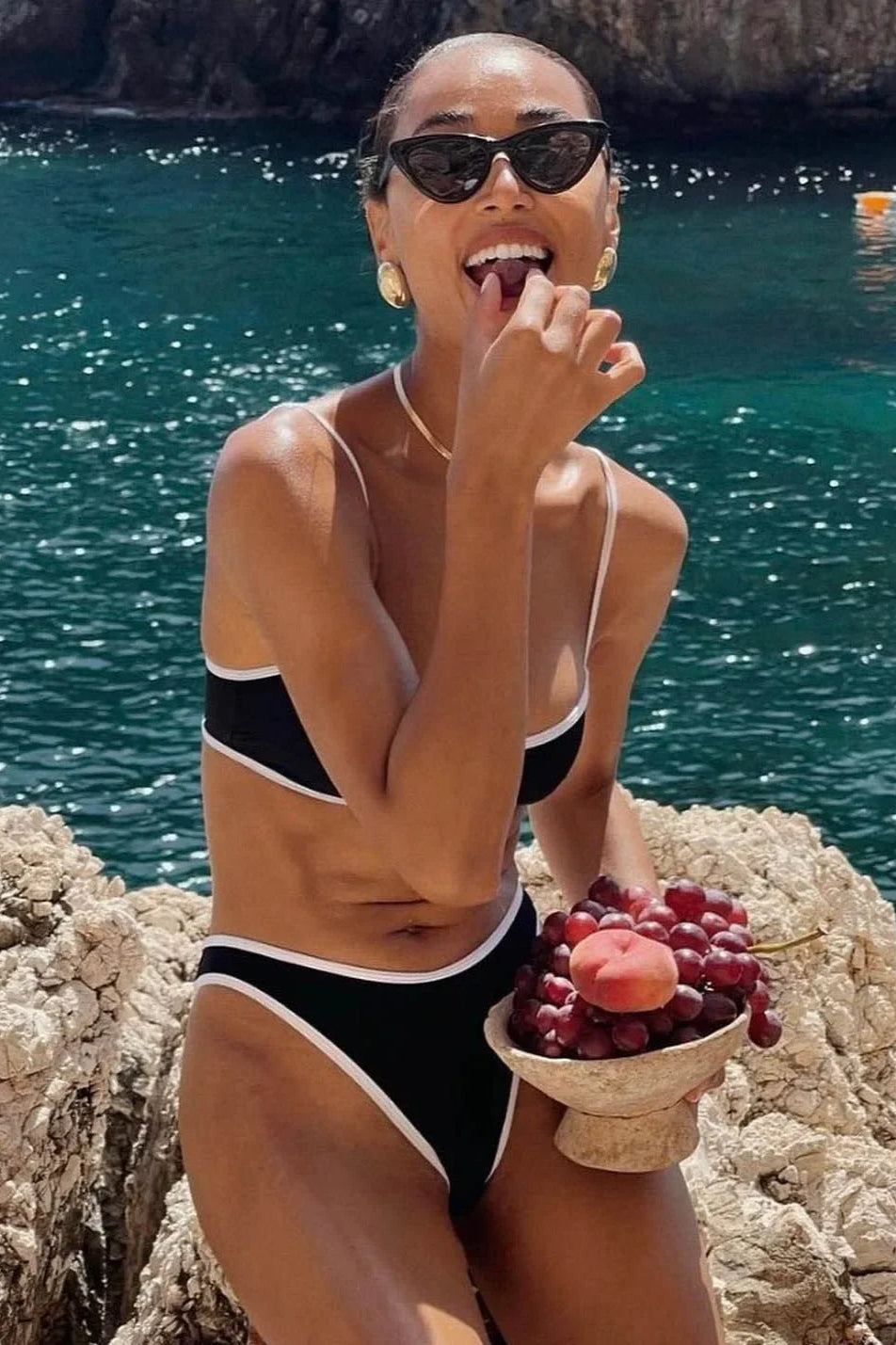 Black White Micro Bikini Set