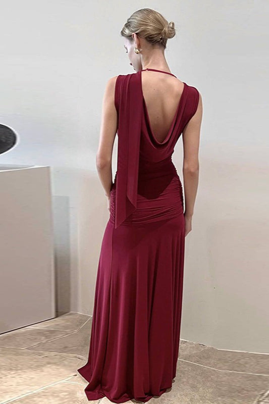 Sheer Mesh Back TieWaist Wrap Dress