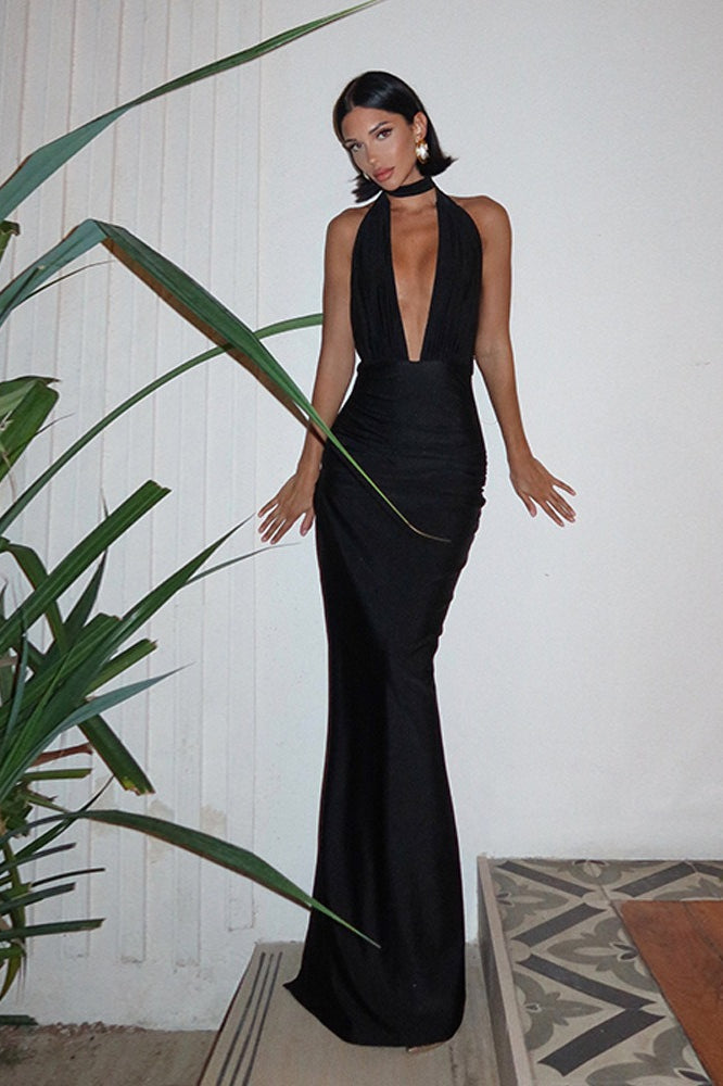 Sexy Backless Slit Maxi Dress