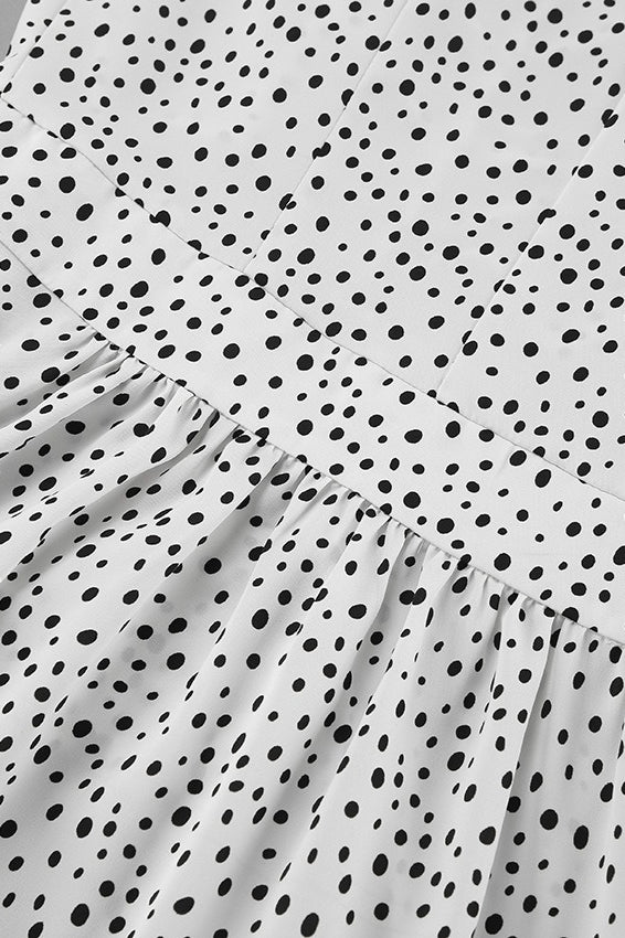 Polka Dot Floral VNeck Puff Sleeve Maxi Dress