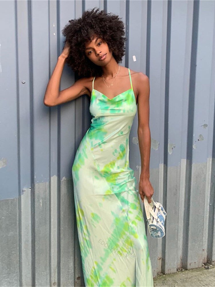 Green Boho Printed Maxi Dress