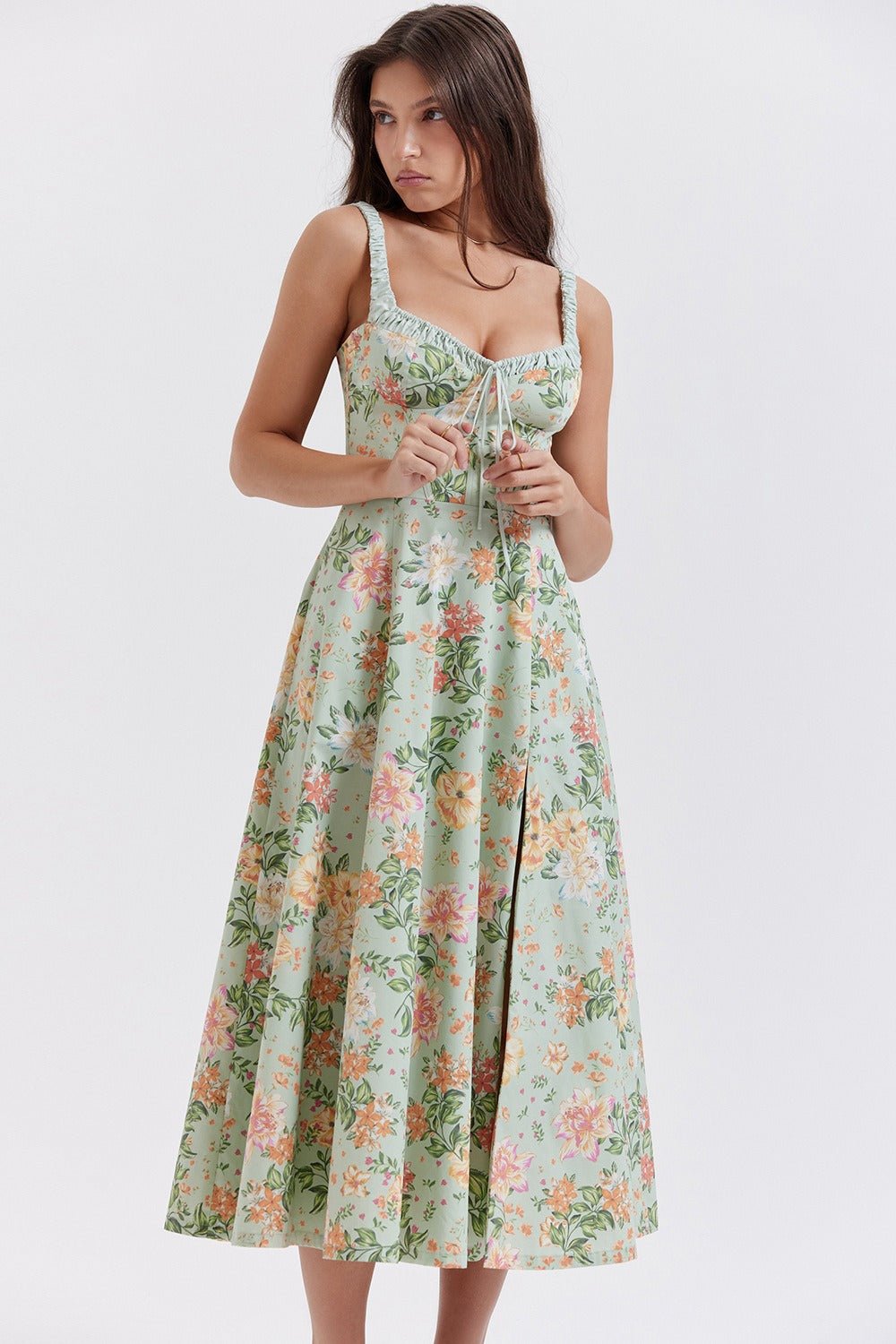 Patchwork Print Wrap Flowy Floral Dress