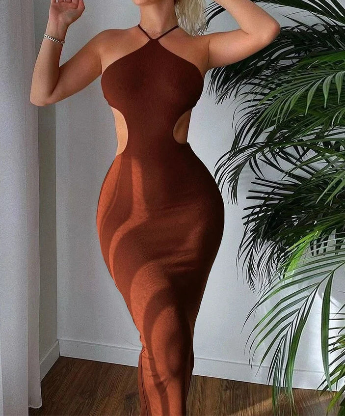 Knitted Backless Sleeveless Maxi Dress