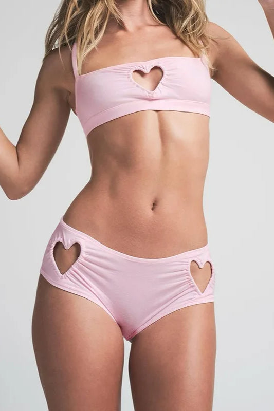 Pink Heart Cutout Bikini Set