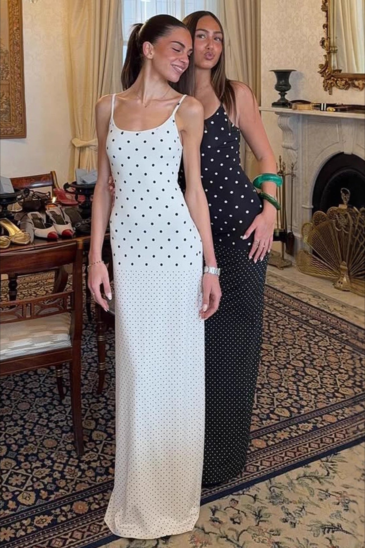 Polka Dot Cami Bodycon Slim Maxi Dress